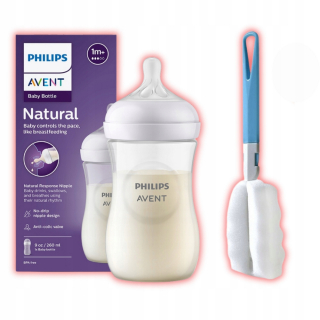 AVENT Fľaša Natural Response SCY903/01 260 ml + kefka na čistenie fliaš Alogy 1 ks.